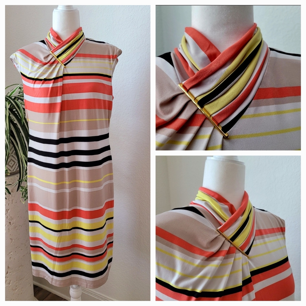 EUC Calvin Klein Multi Color Sleeveless Sheath Dress sz L